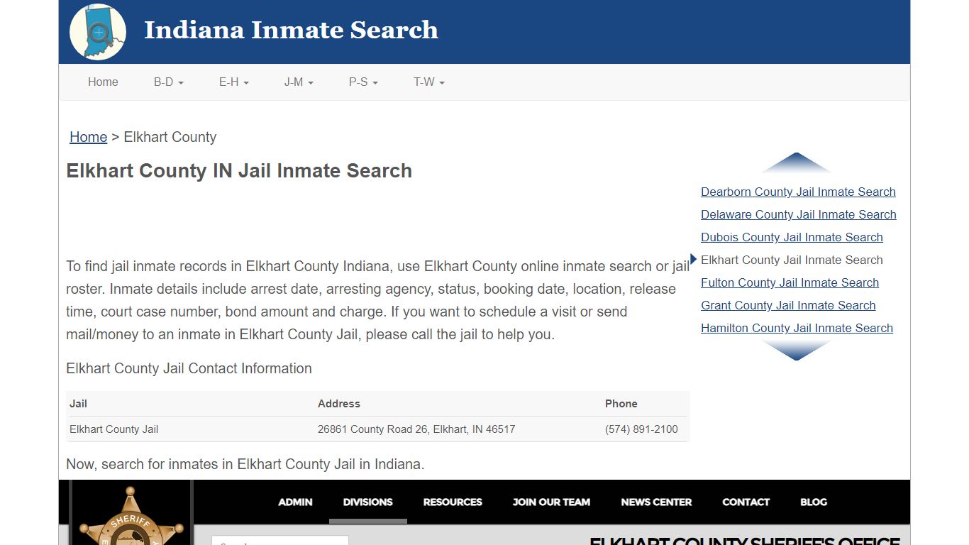 Elkhart County IN Jail Inmate Search